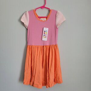 Dot Dot Smile Dress Girl's 3/4 Toddler Orange & Pink Twirl Cap Sleeve NWT